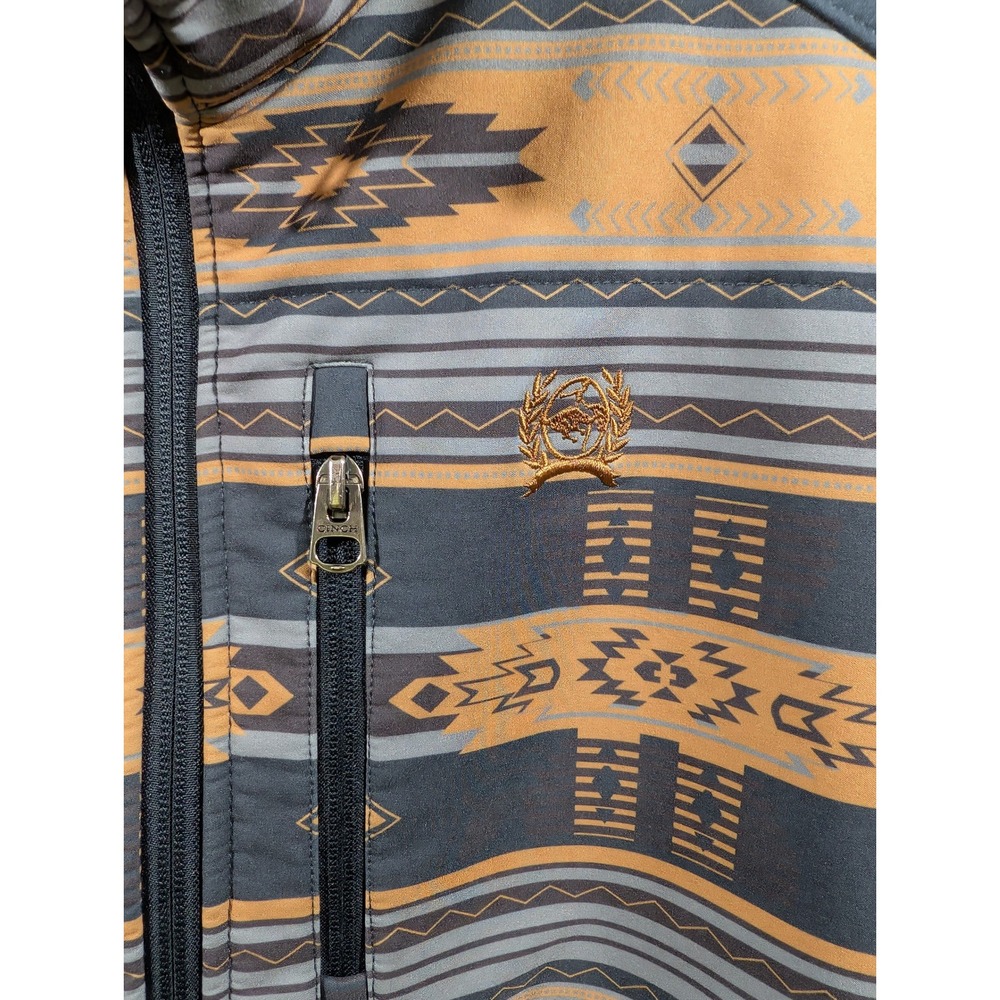 Cinch Mens Bonded Softshell Jacket XL Orange Grey Aztec Southwestern Full Zip - Picture 6 of 12